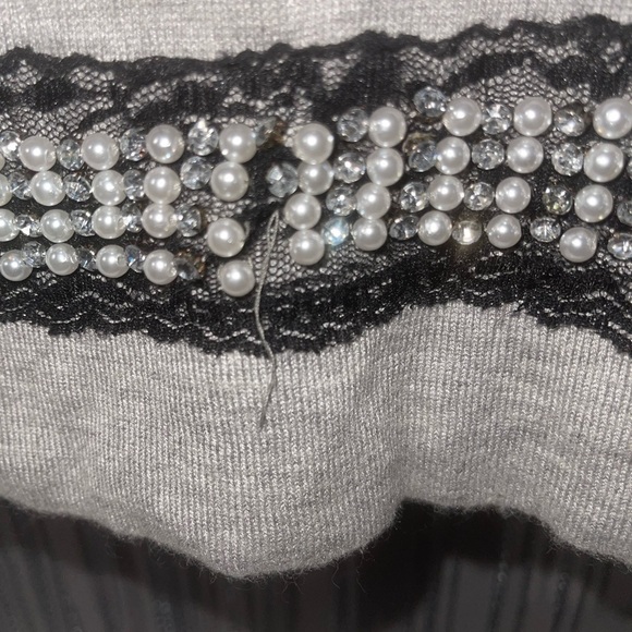 Twelve by Twelve Short Length sweater Dress | Embellishment | pearls | lace - Picture 7 of 9